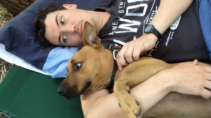 Person Laying out with his dog