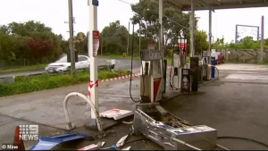 Car slams Petrol Station bowser